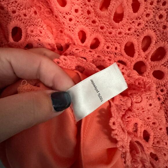 Maurices Coral Orange Cold Shoulder Top Eyelet Floral Design Women's Size Medium - Picture 8 of 8